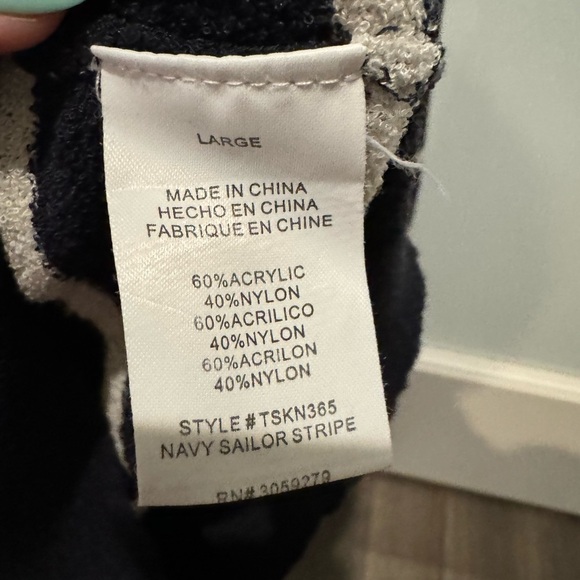 Thread & Supply Navy Stripe Sweater Size L | Coastal Transitional Pullover - Picture 8 of 12